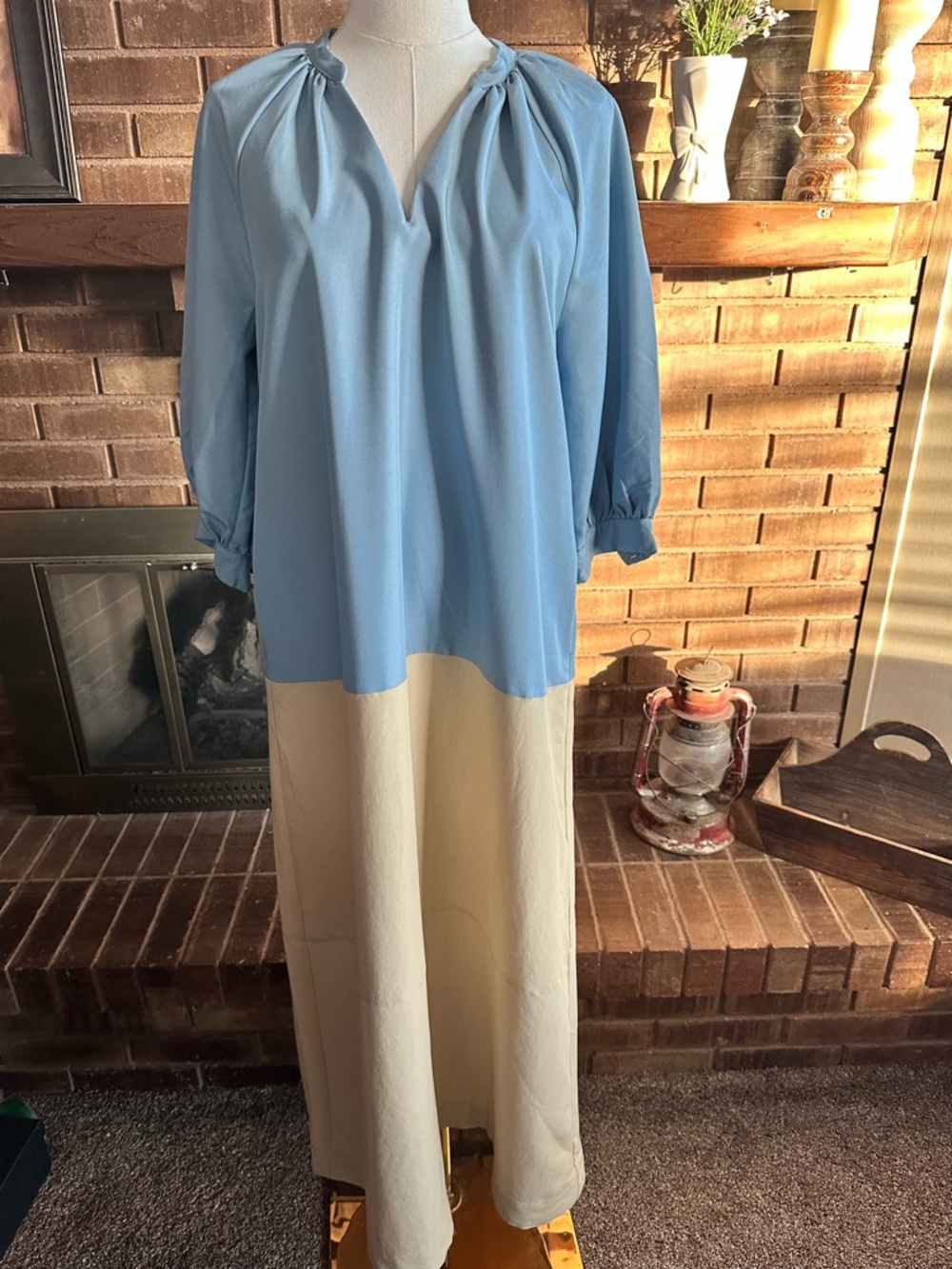 Pomander Place Two-Tone Blue and Cream Maxi Jumpsuit